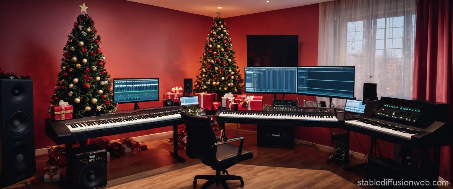 Artist recording Christmas music in the studio